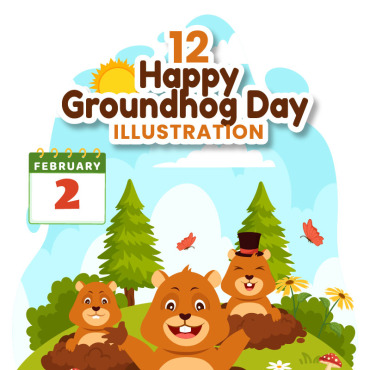 Groundhog Day Illustrations Templates 371953