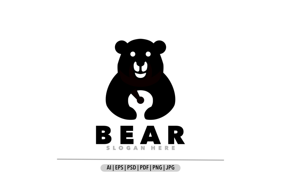 Bear donuts silhouette logo design illustration design template