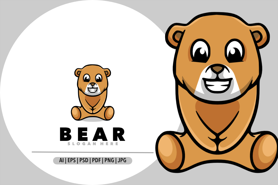 Cute panda bear mascot cartoon logo design logo