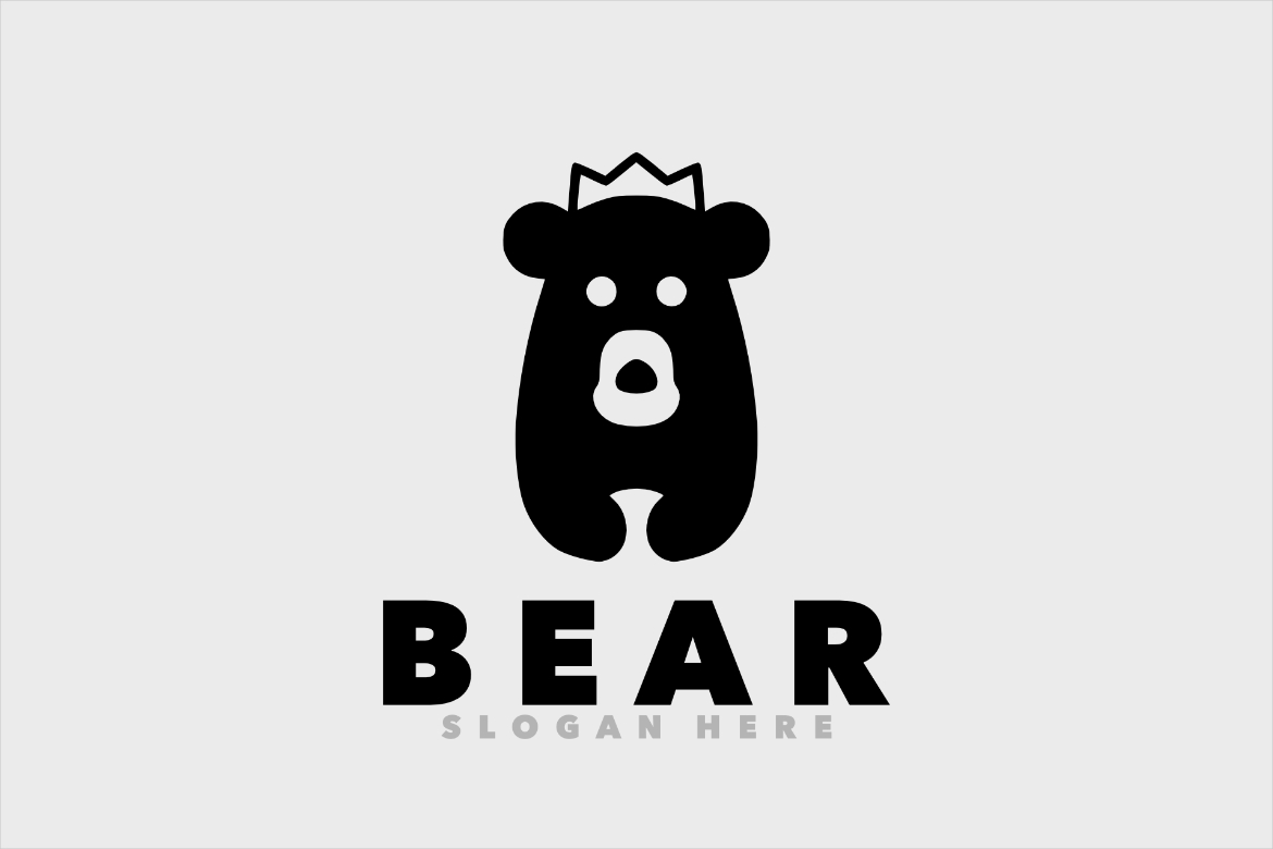 Bear king silhouette logo cartoon design logo template