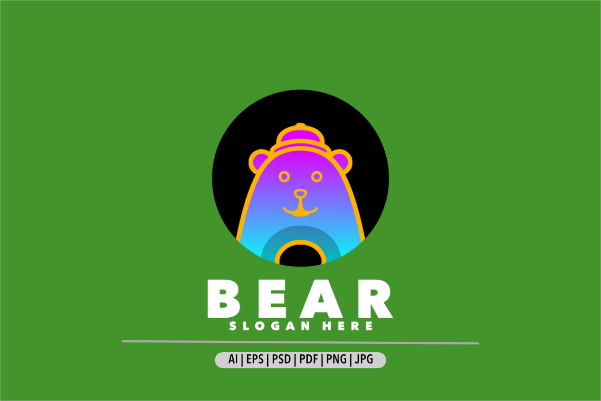 Bear line gradient colorful gradient symbol logo design
