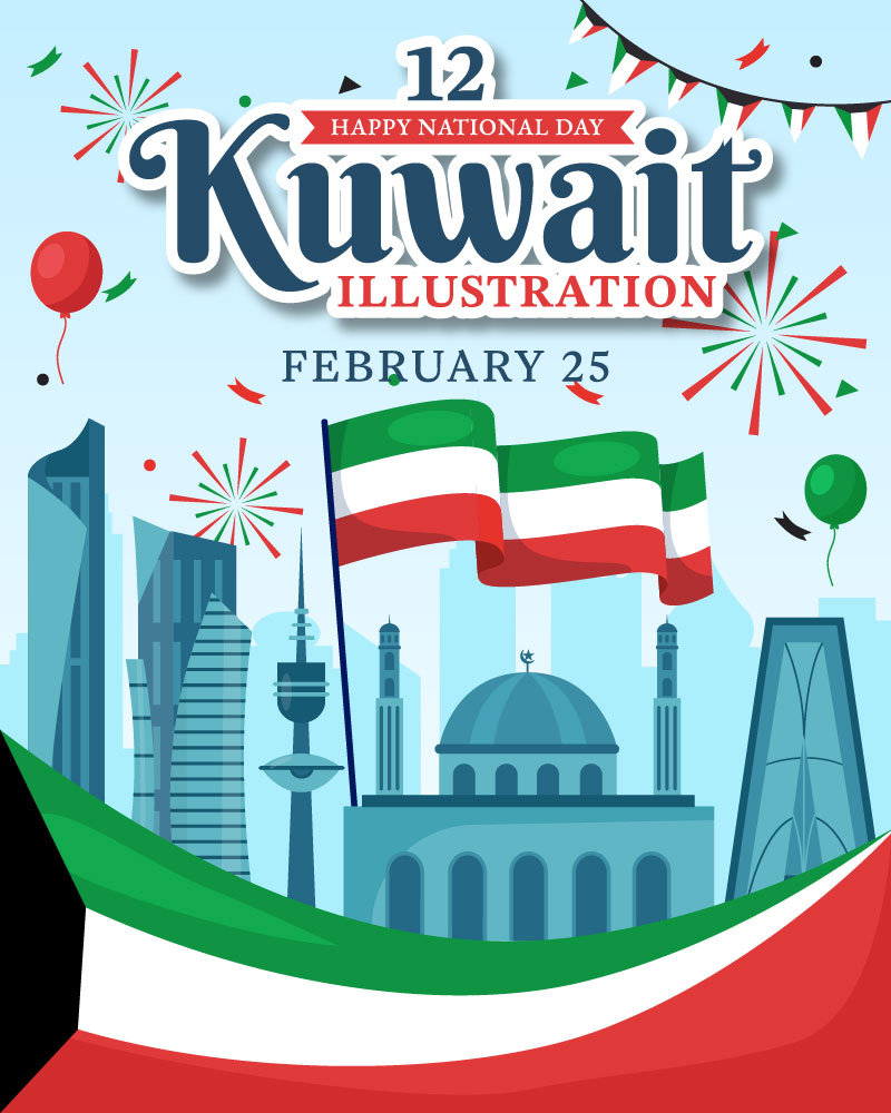 12 National Kuwait Day Illustration