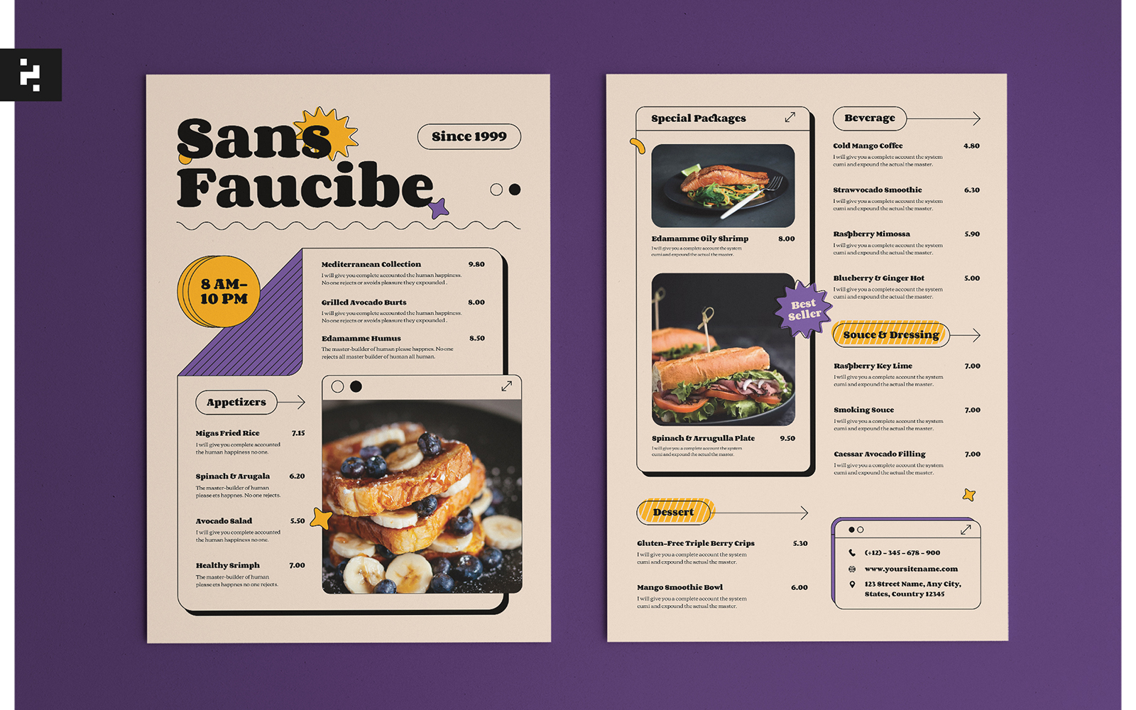 Fast Casual Dining Menu Template