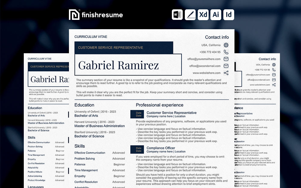 Customer service representative Resume Template | Finish Resume