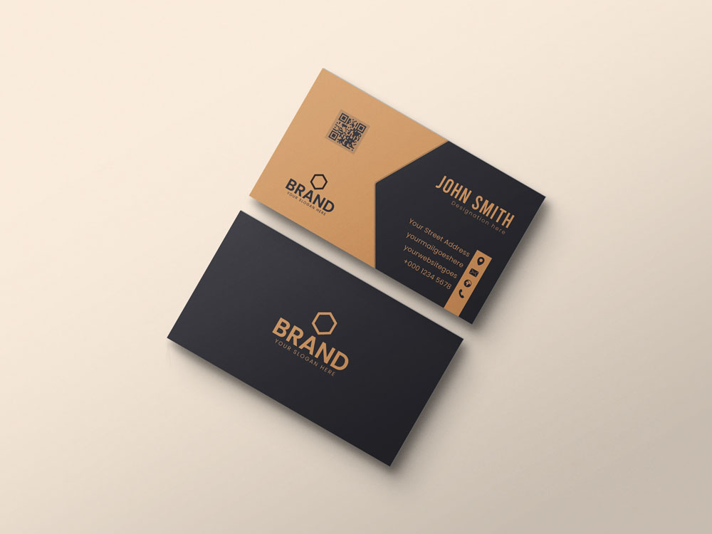 Black and yellow business card