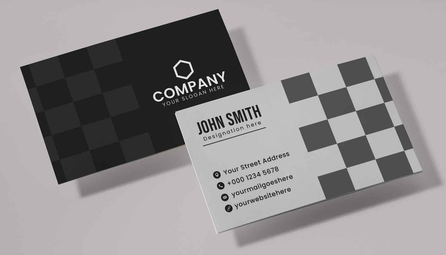 Black and White Simple Business Card Layout