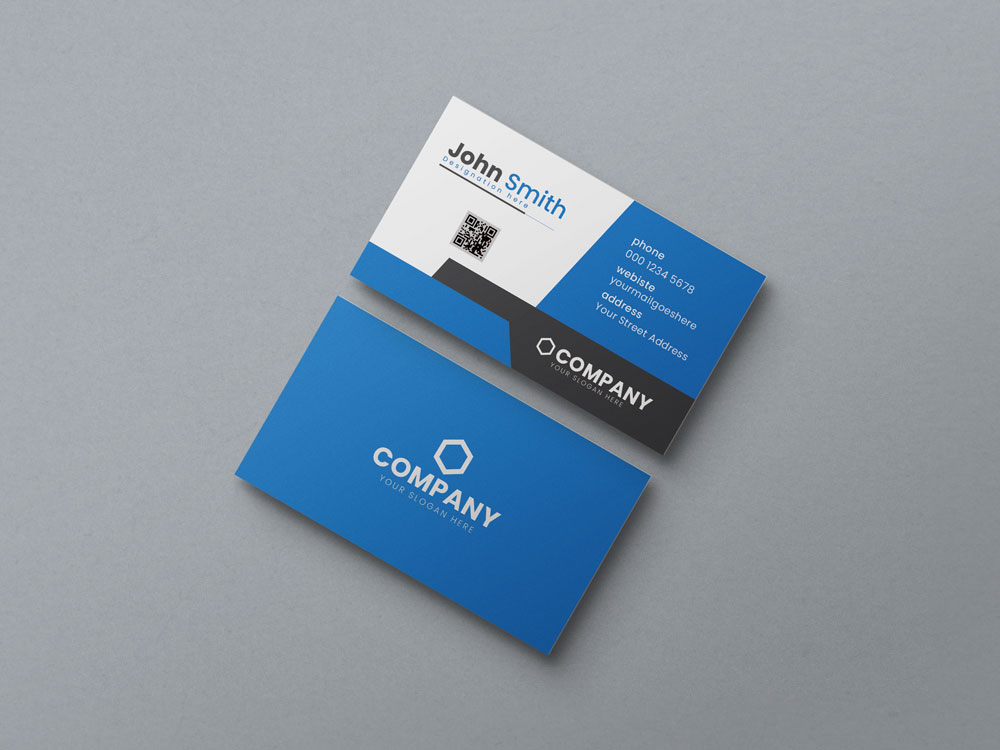 Blue and white professional horizontal business card