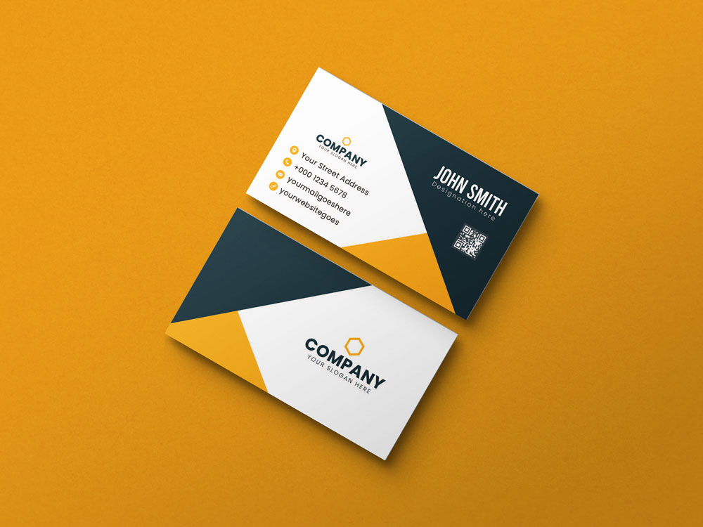 Blue and yellow minimalist business card