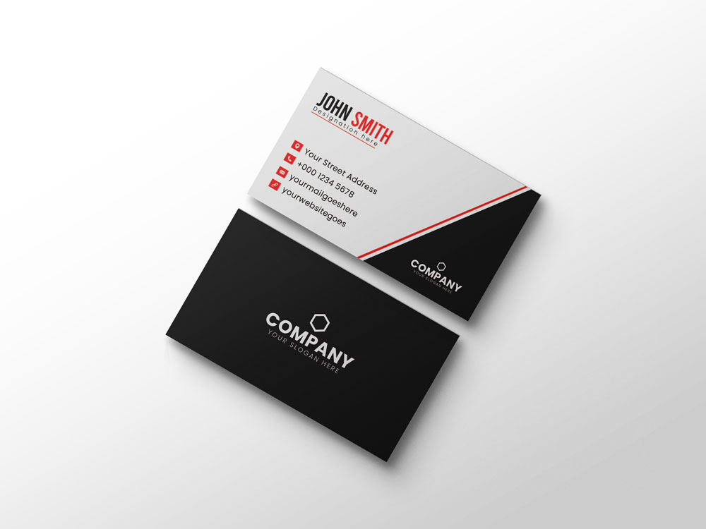 Modern and simple business card design with black and red color