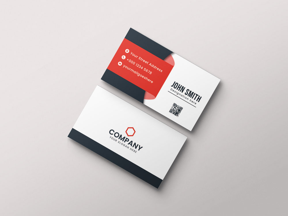 Red and white modern business card template