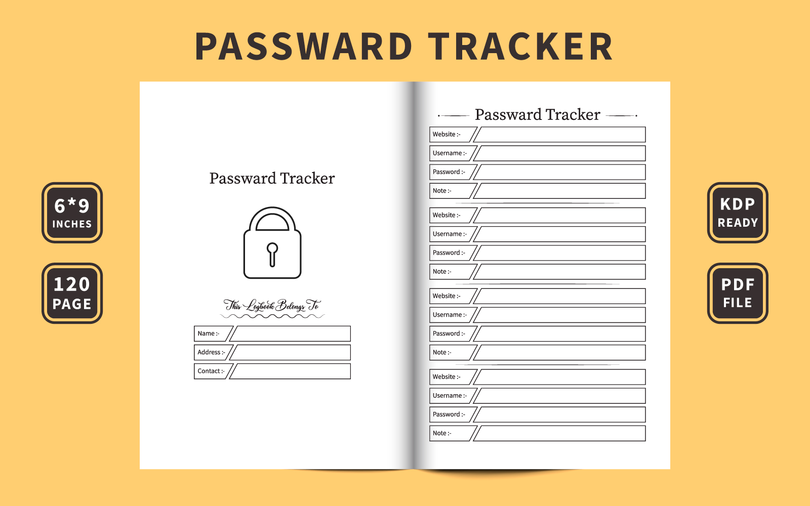Password tracker notebook template