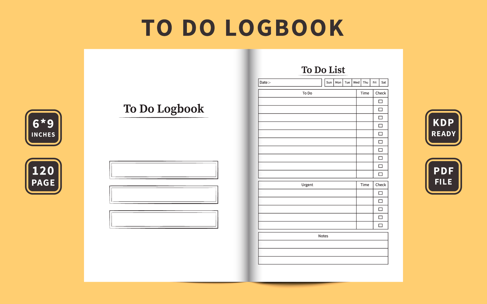 To do list log book interior. Daily task tracker and work progress checklist
