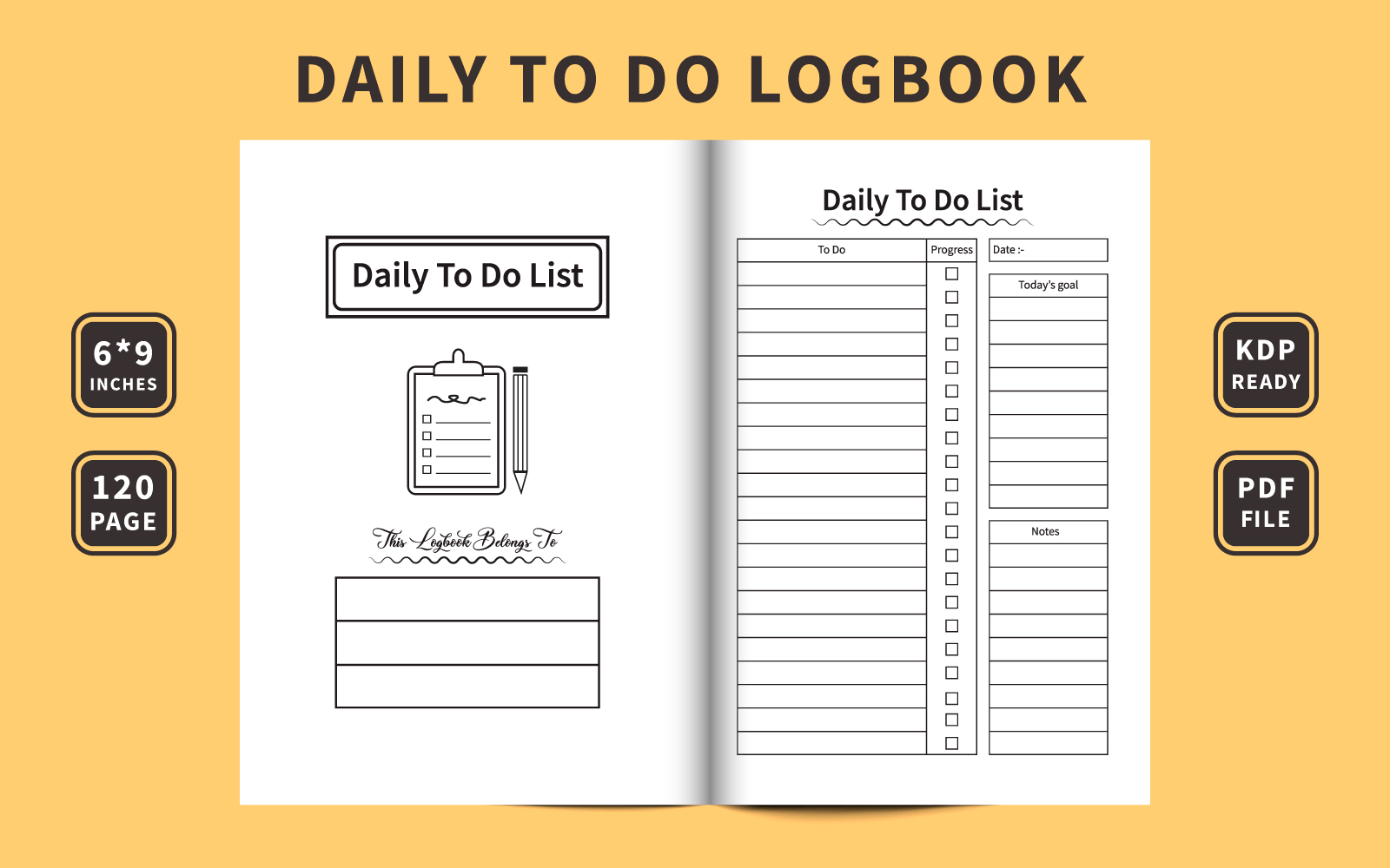 Daily worklist and task progress log book vector