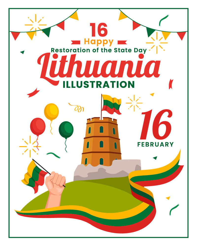 16 Lithuania Restoration of the State Day Illustration