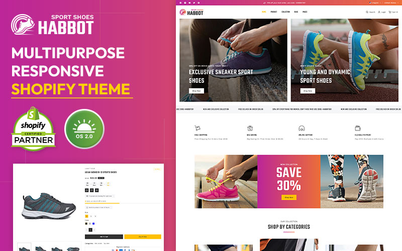 Habbot - Fashion Sport & Footwear Shoes Store Multipurpose Shopify 2.0 Responsive Theme