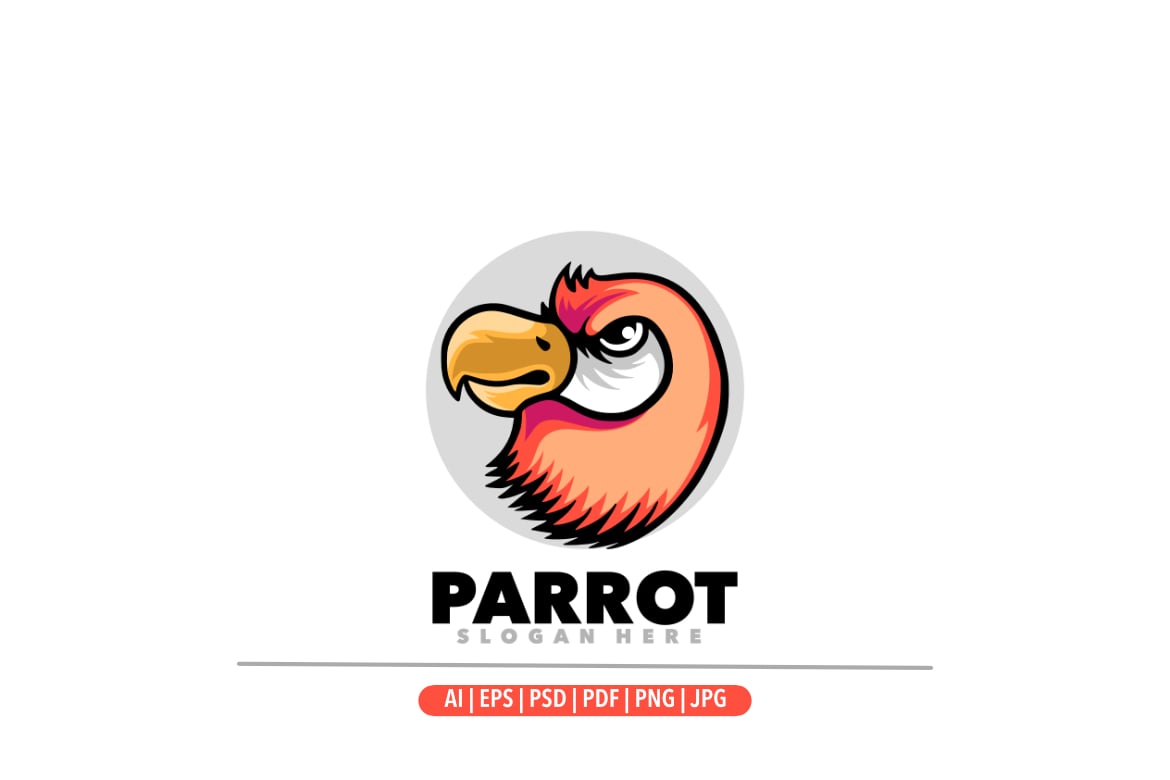 Parrot head angry mascot logo design