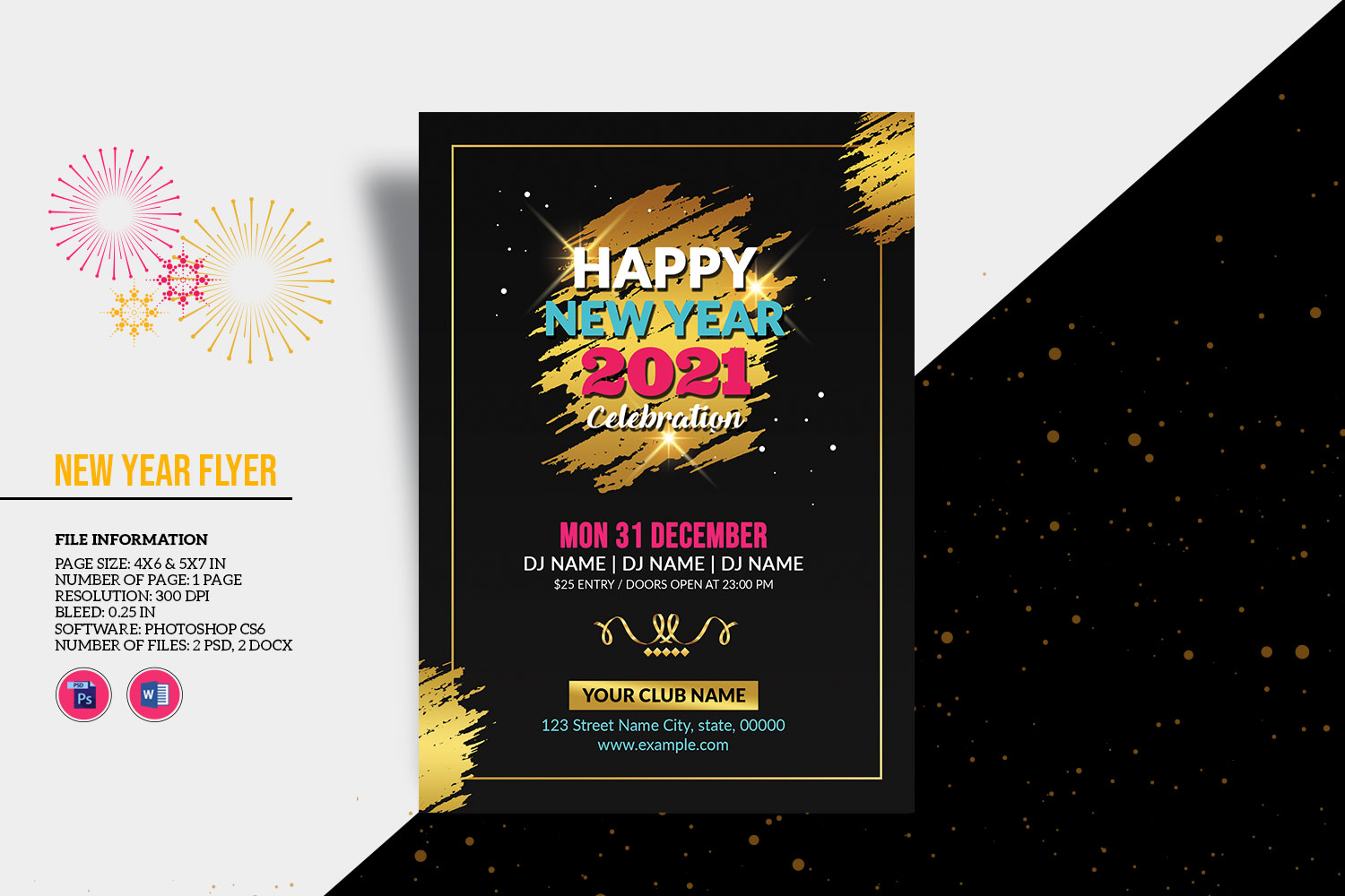 Printable New Year Party Invitation Flyer template