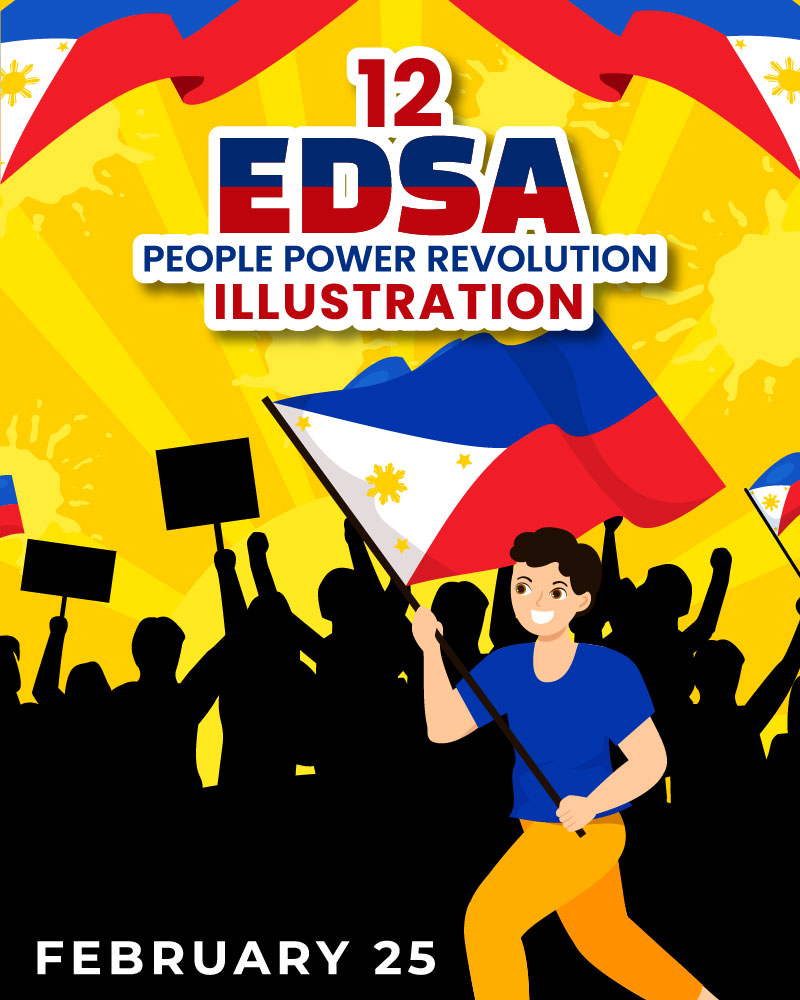 12 Edsa People Power Revolution Anniversary of Philippine Illustration