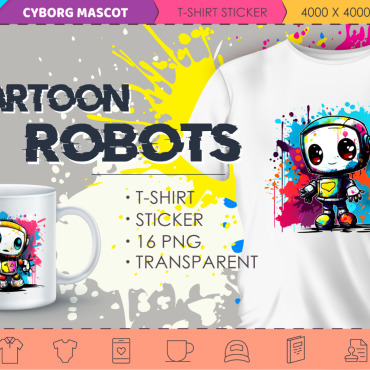 Cartoon Robots Illustrations Templates 373103