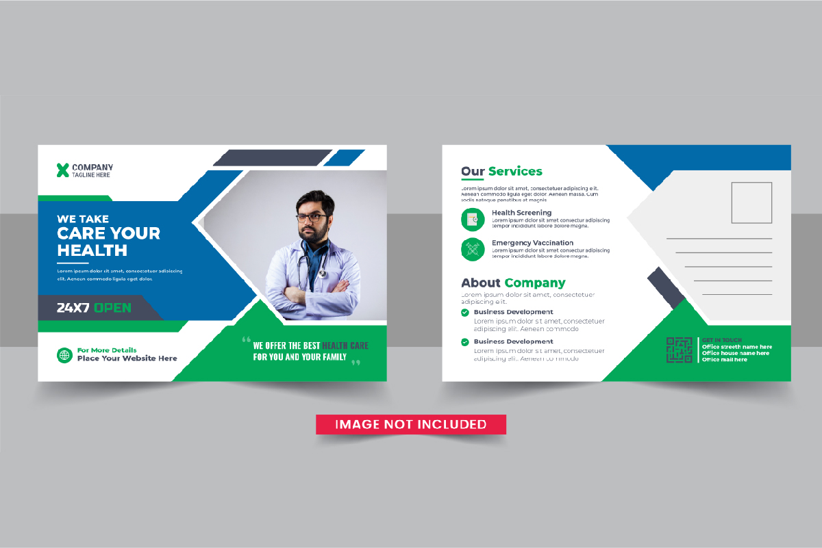 Healthcare Postcard Template or medical eddm postcard template layout