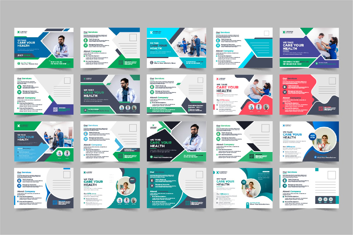 Healthcare Postcard Template or medical eddm postcard bundle