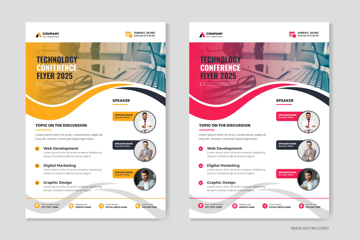 Modern Technology Conference Flyer Layout, Corporate Business a4 flyer template