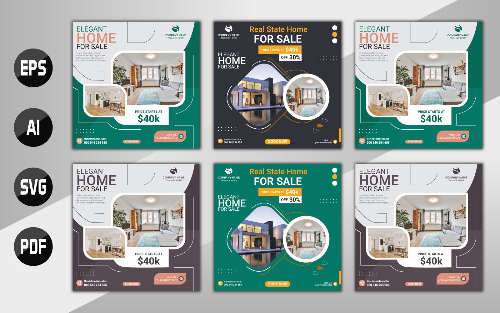 Vector real estate house sale social media banner or instagram post template