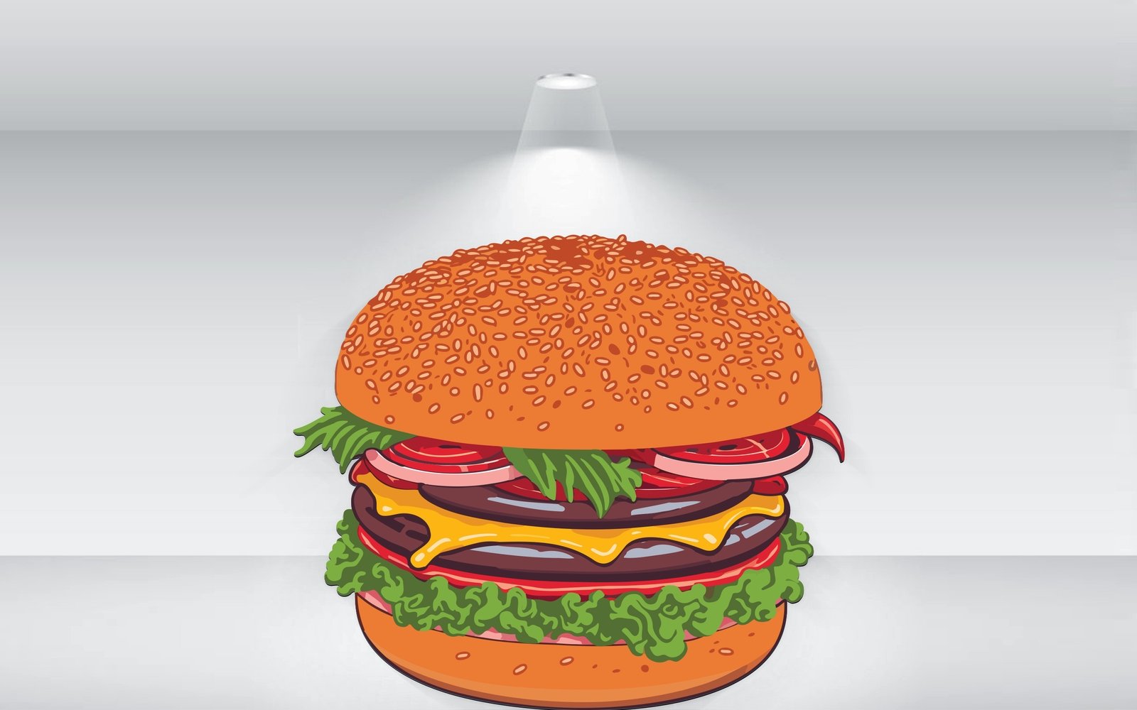 Burger With Cheese Illustration Vector