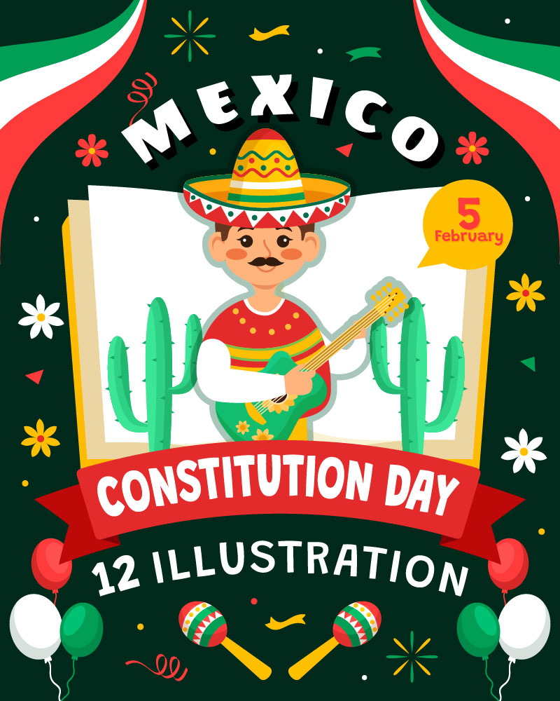 12 Constitution Day of Mexico Illustration