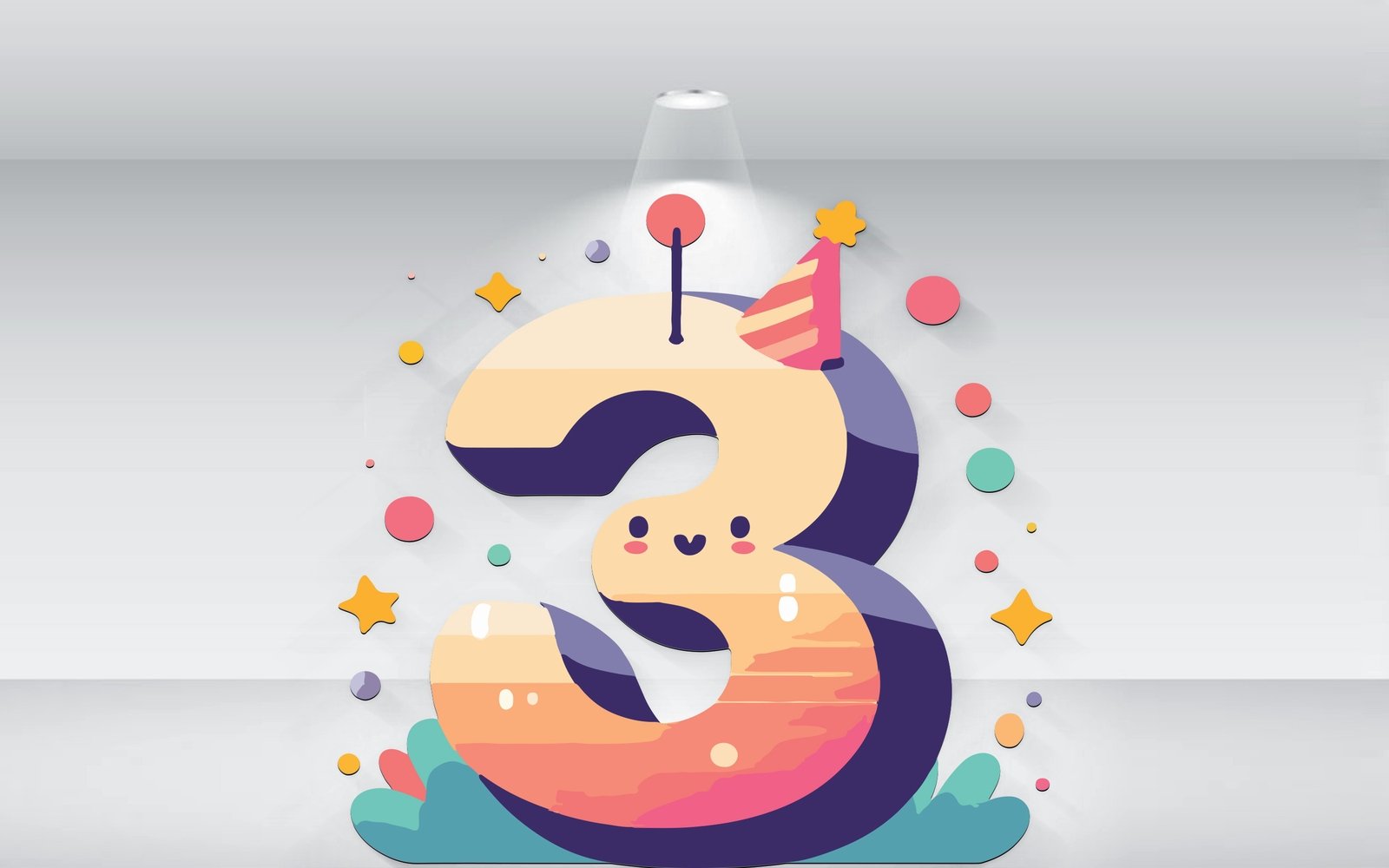 Number 3 Birthday Vector Illustration