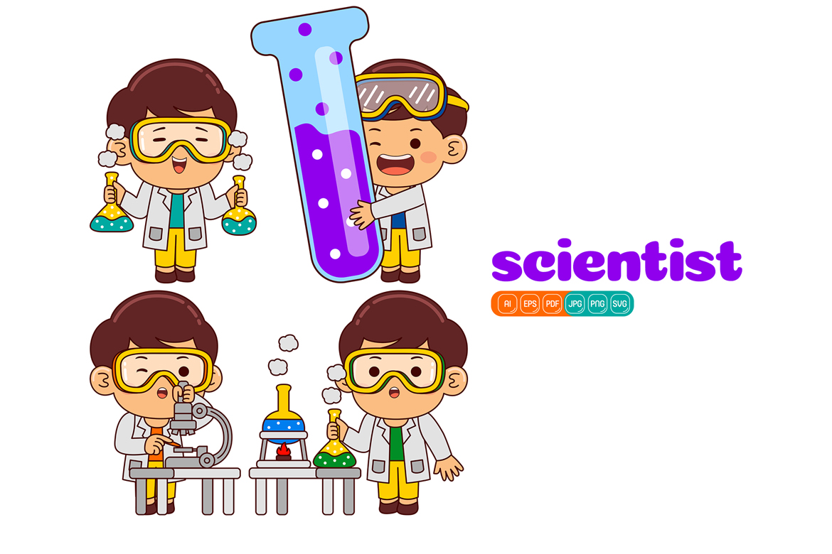 Cute Scientist Boy Vector Pack #01