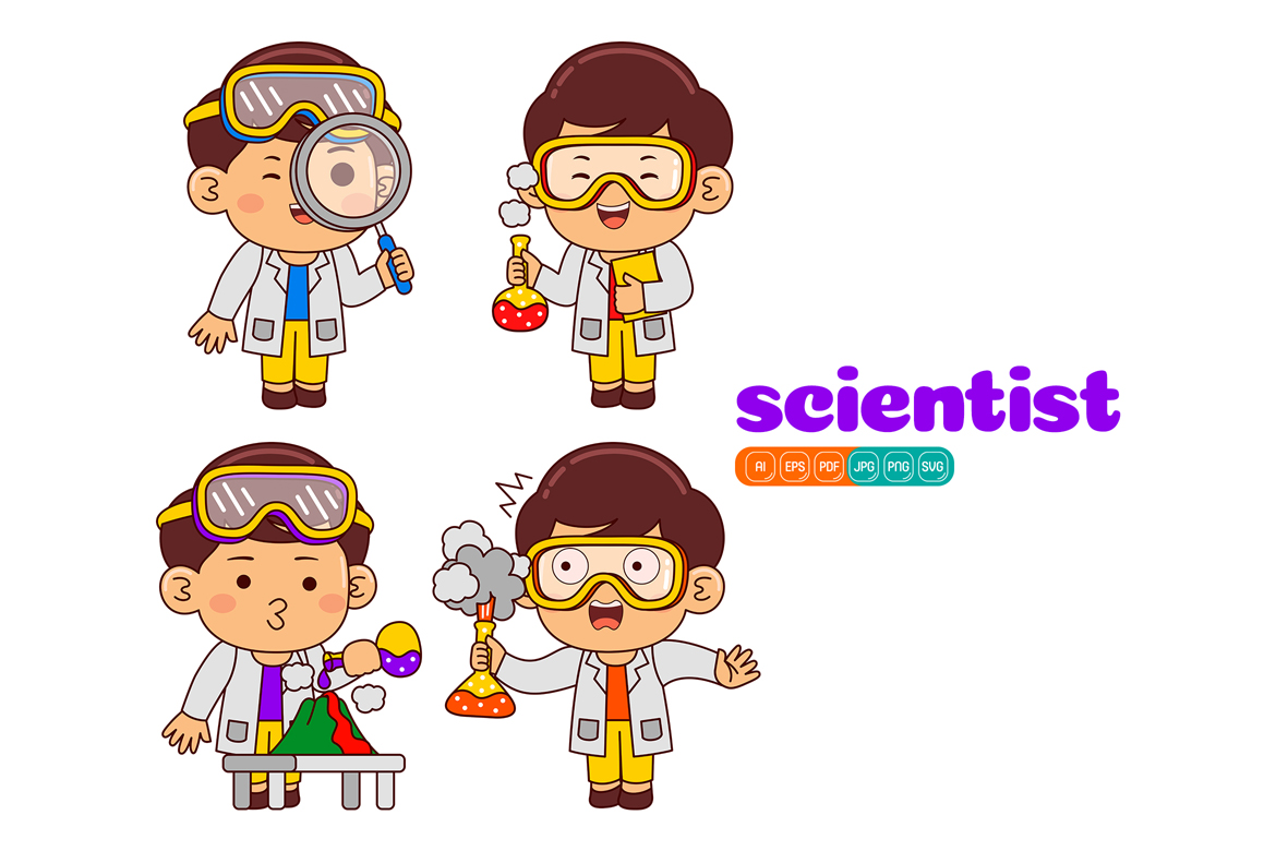 Cute Scientist Boy Vector Pack #02