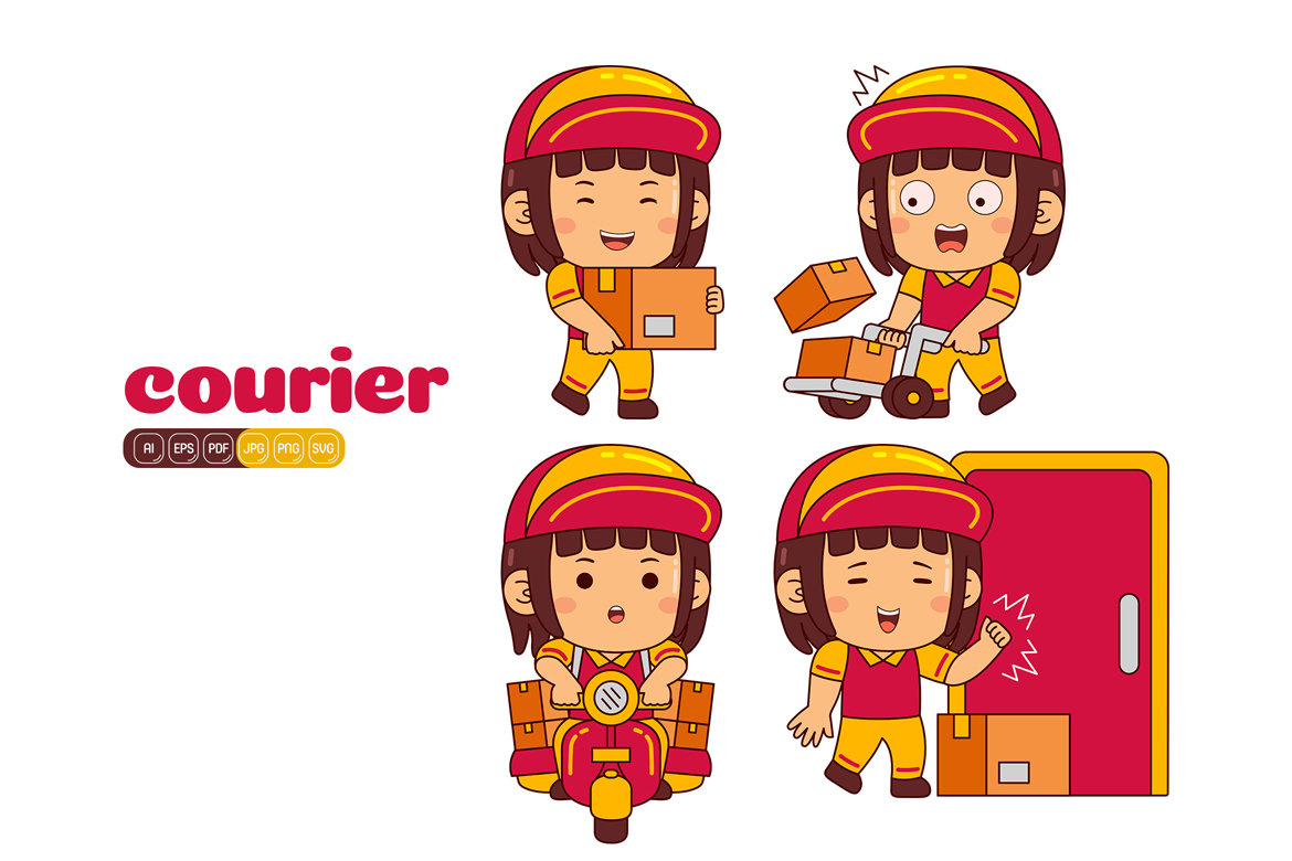 Cute Courier Boy Vector Pack #01