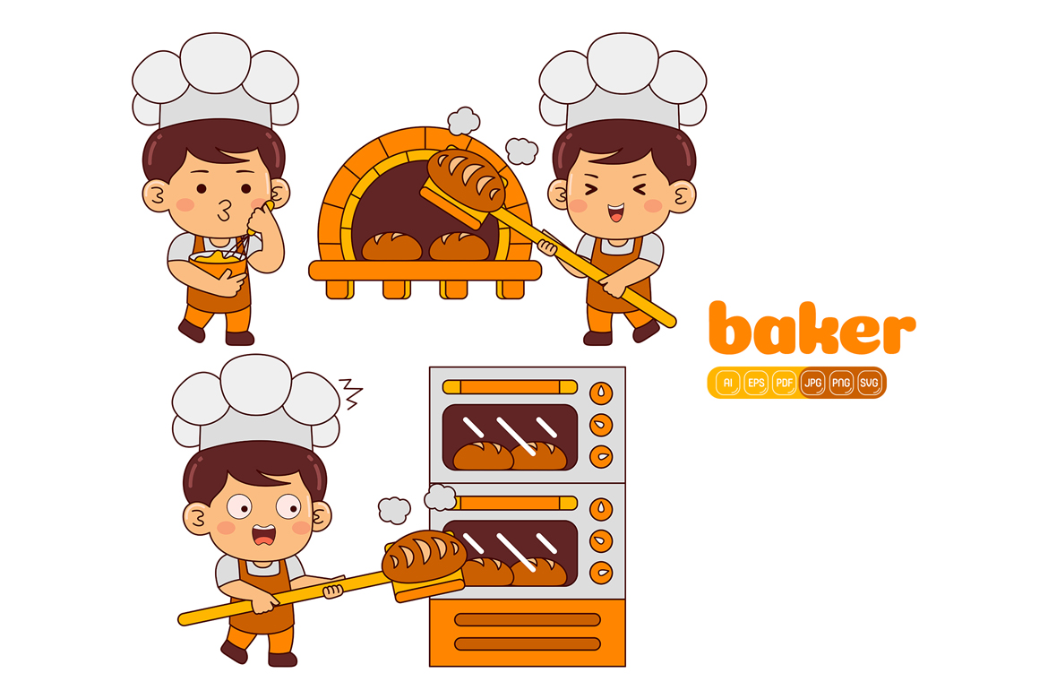 Cute Baker Boy Vector Pack #02