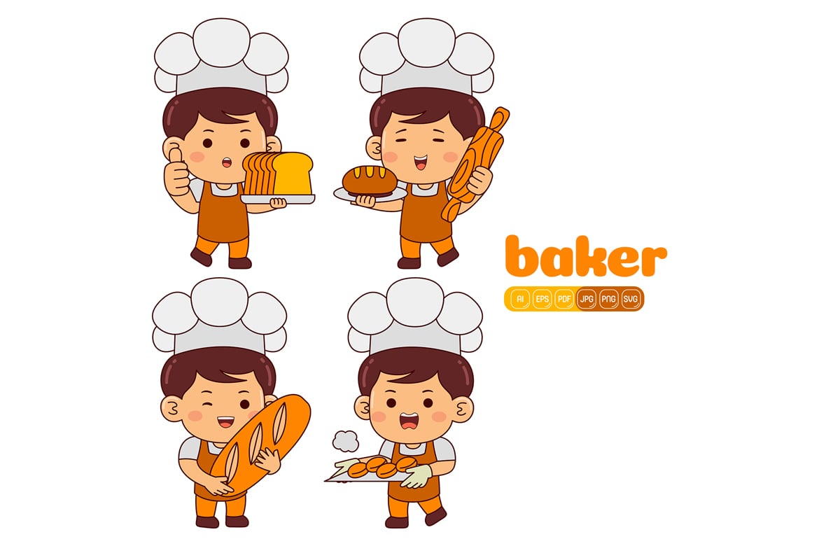 Cute Baker Boy Vector Pack #01