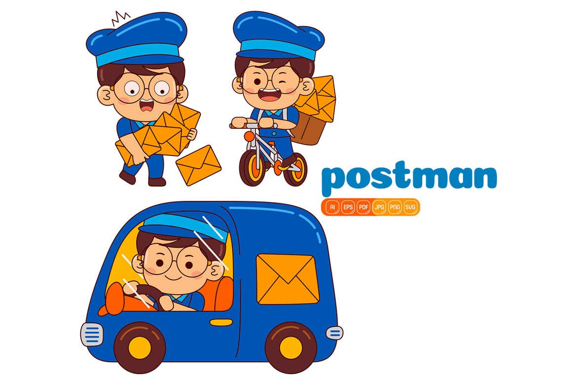 Cute Postman Boy Vector Pack #01