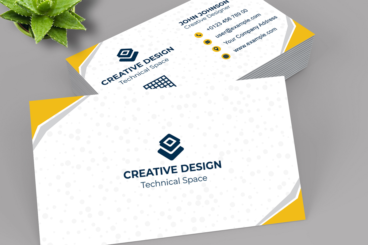 simple white & yellow business card template