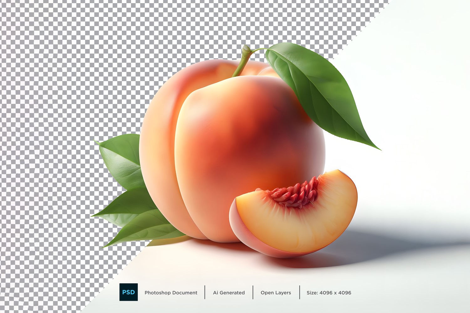 Peach Fresh fruit isolated on white background 5