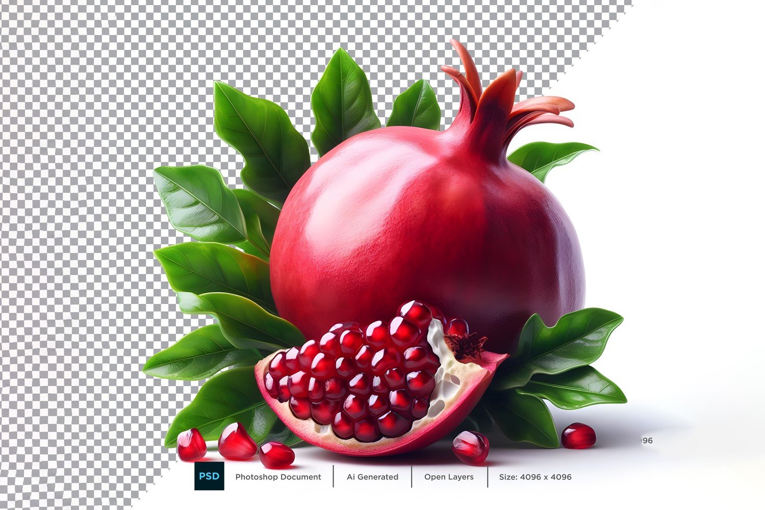 pomegranate Fresh fruit isolated on white background 7