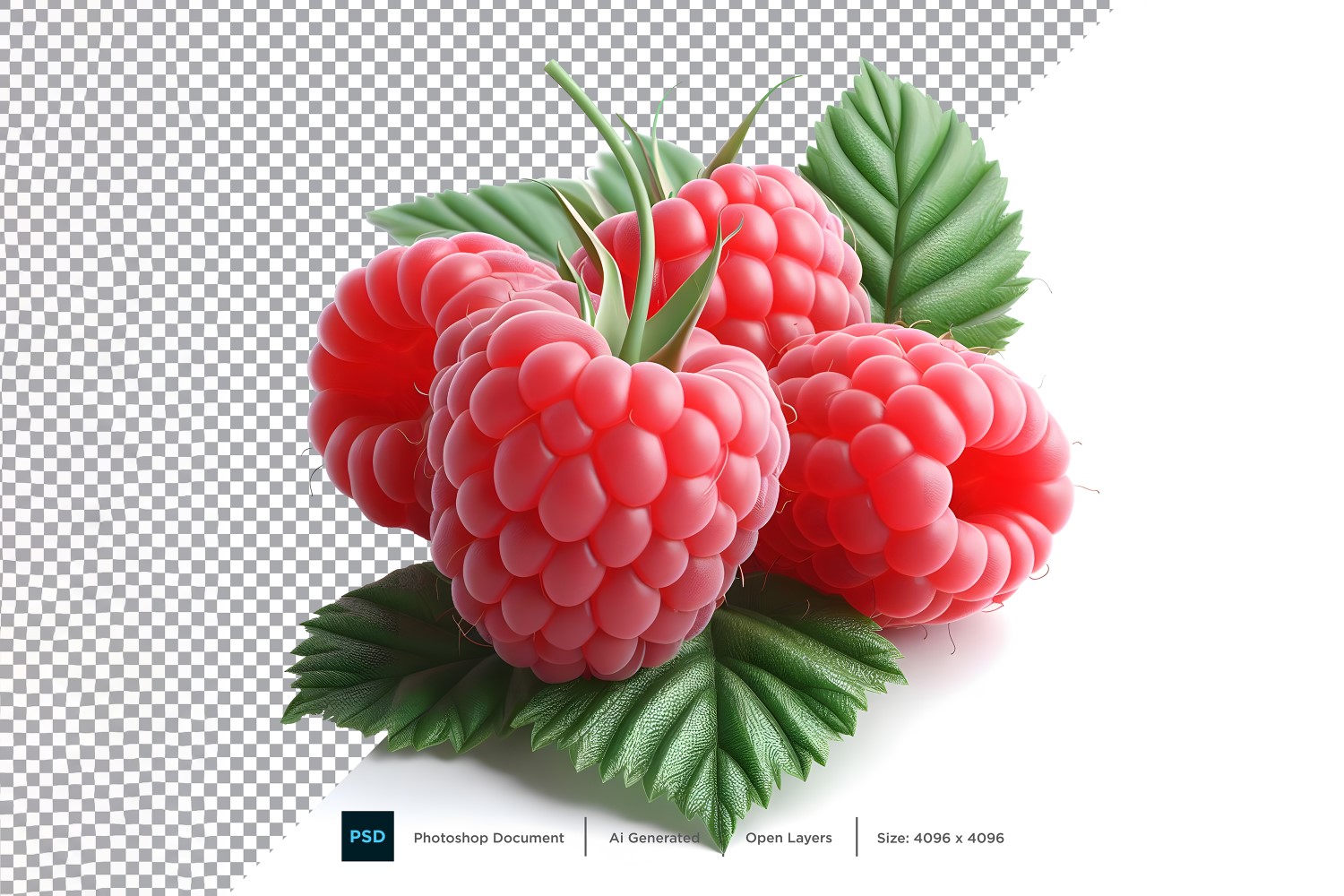 Raspberry Fresh fruit isolated on white background 1.