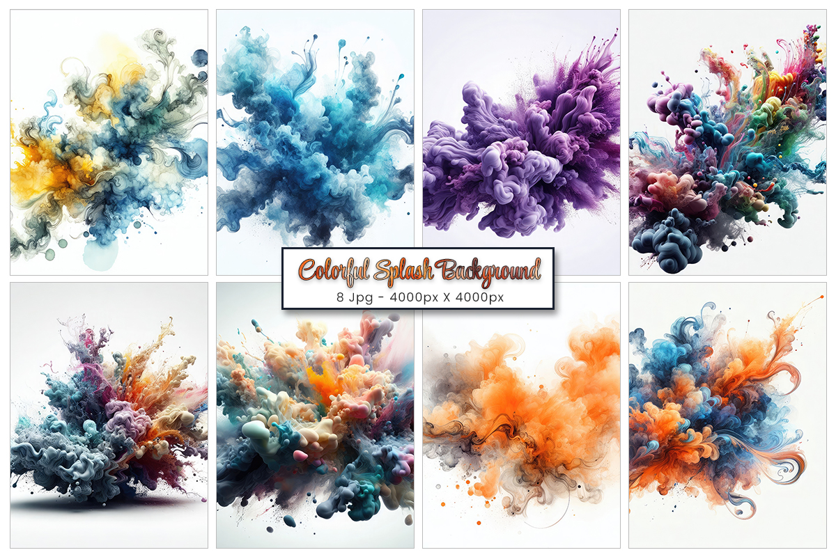 Colorful ink paint splash powder explosion background