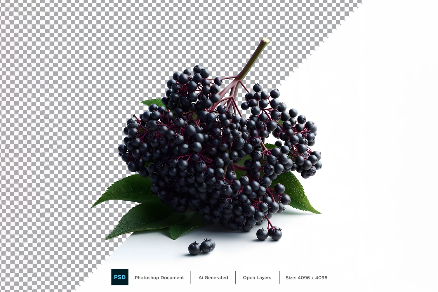 Elderberry Fresh fruit isolated on white background 4