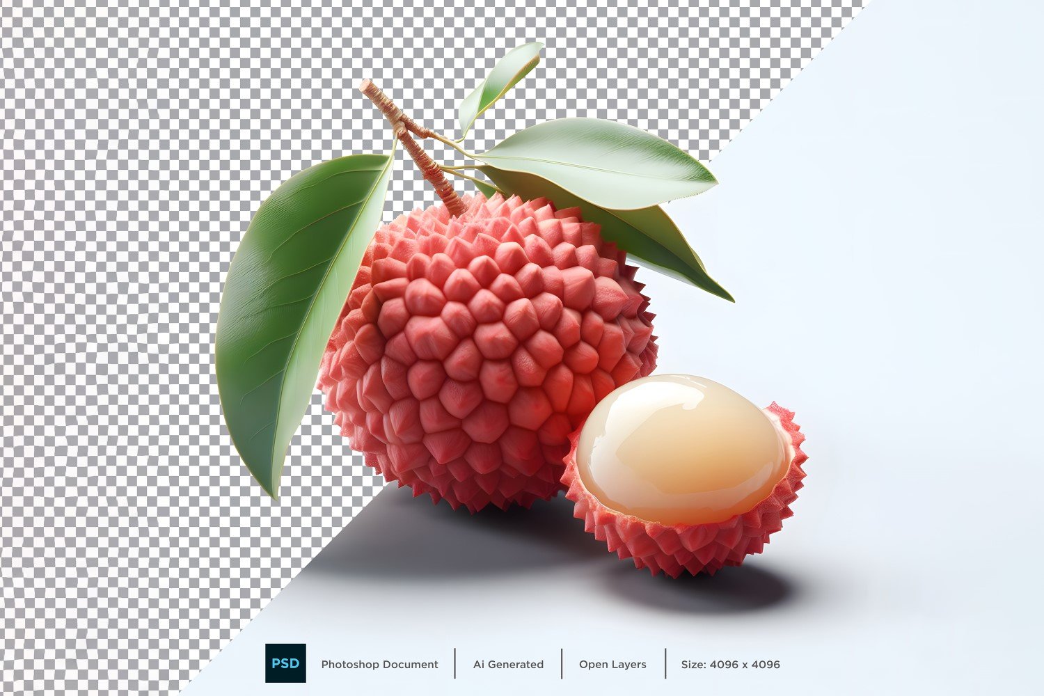 Lychee Fresh fruit isolated on white background 1.