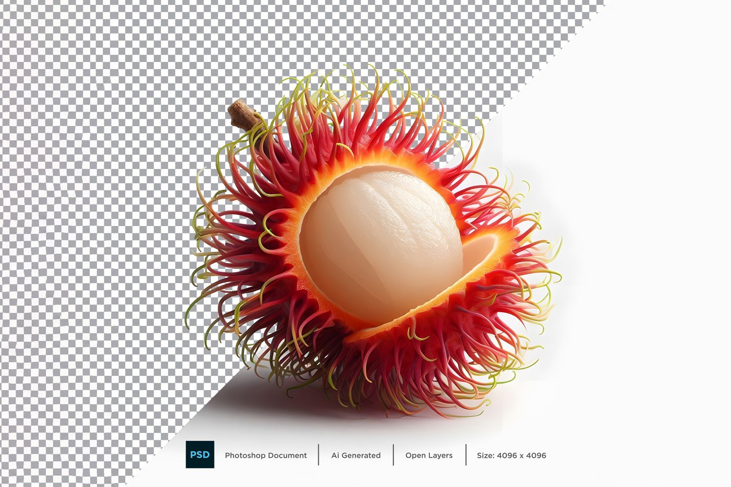 Rambutan Fresh fruit isolated on white background 3