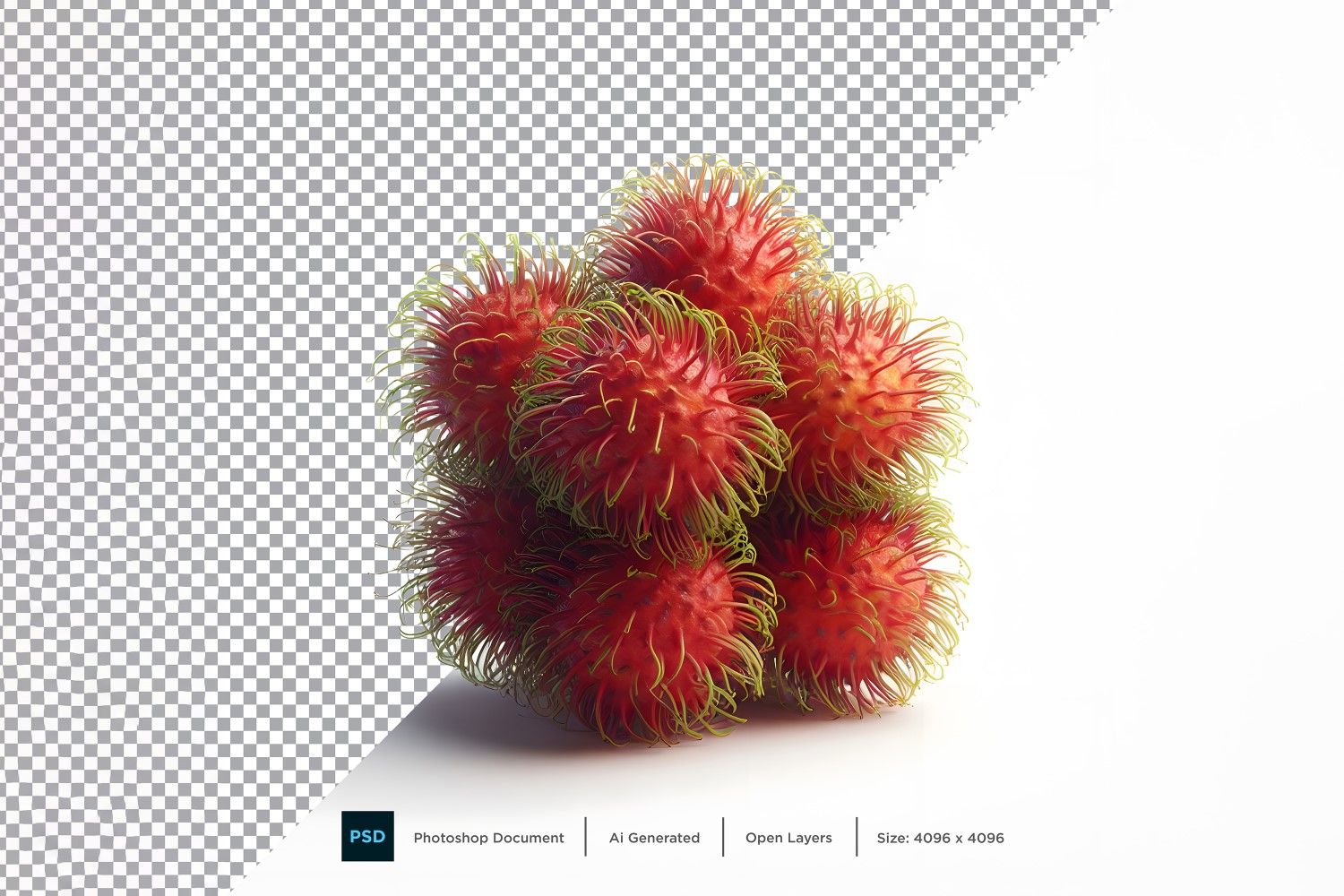 Rambutan Fresh fruit isolated on white background 6