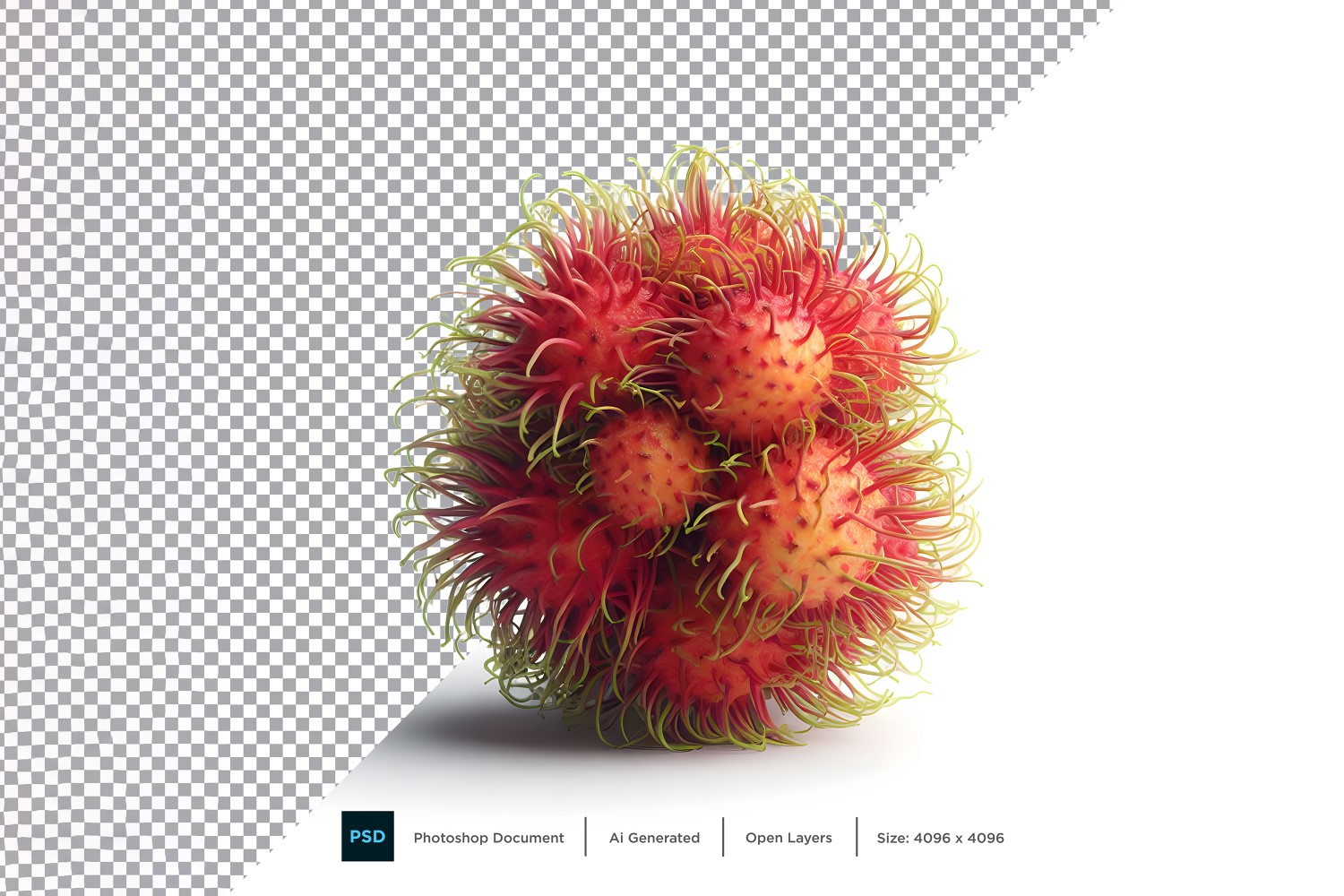 Rambutan Fresh fruit isolated on white background 8