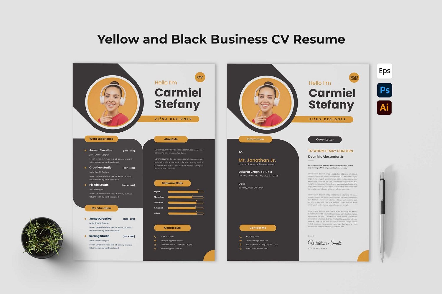 Yellow and Black Business CV Resume