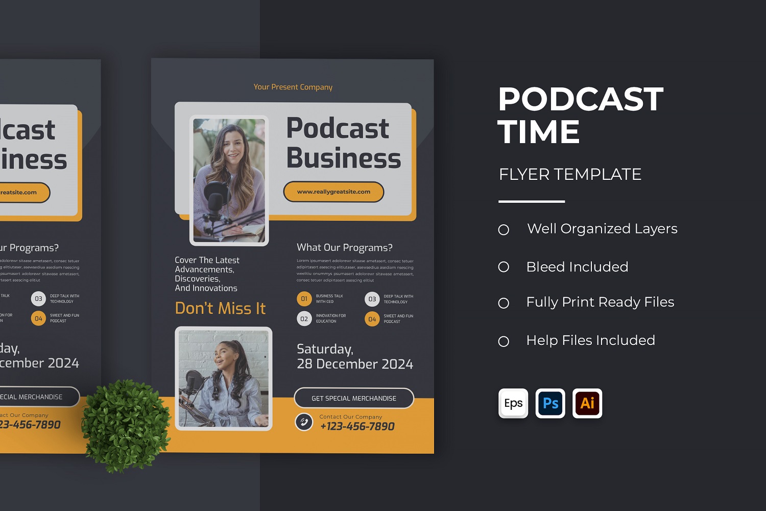 Podcast Time Flyer Template