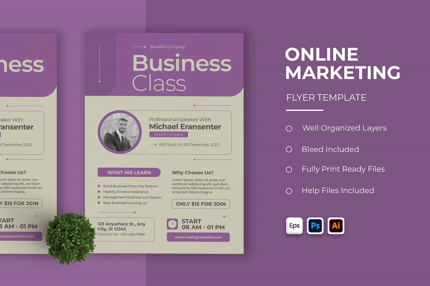Purple Online Marketing Flyer