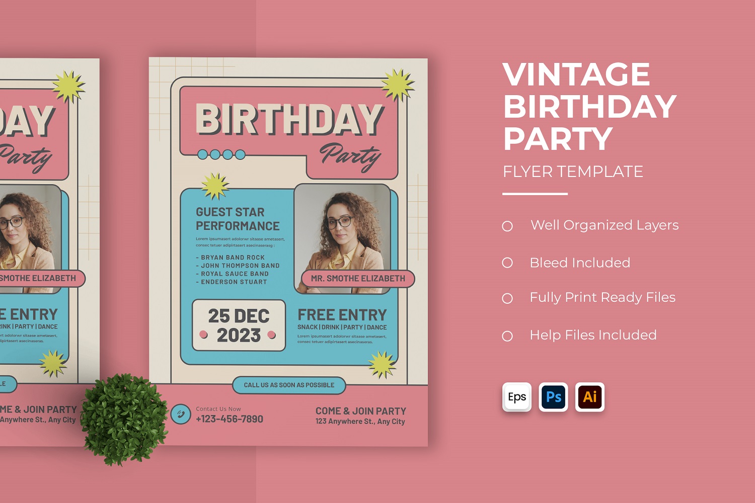 Vintage Birthday Party Flyer